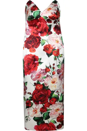 Dolce & Gabbana Bustier Midi Dress With Floral Print