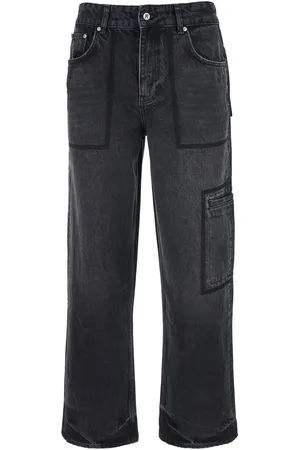 Represent Jeans With Three Cargo Pockets And Logo Embroidery On The Rear In Denim Man