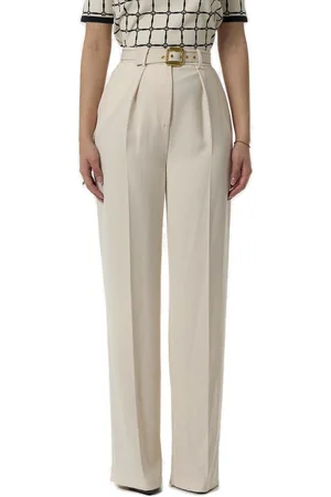 Elisabetta Franchi Belt Detailed Lightweight Crêpe Trousers
