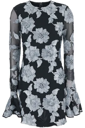 ROTATE Floral Mesh Long Sleeve Mini Dress