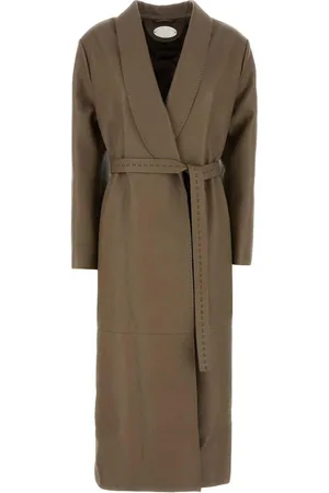 Fendi Belted Waist Leather Coat