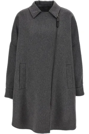 Brunello Cucinelli Shiny Zipper Pull Coat