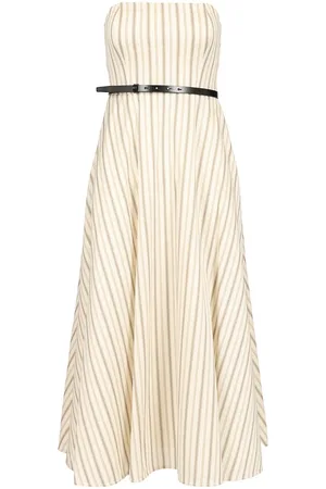 Max Mara Striped Cotton And Linen Bustier Dress