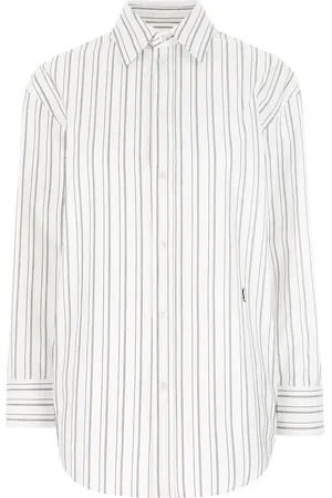 Saint Laurent Striped Certified Cotton Shirt With Monogram Embroidery