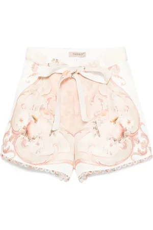 Twin-Set Floral Print Tie-waist Shorts