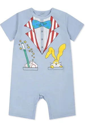 Stella McCartney Light Blue Romper For Baby Boy With Print