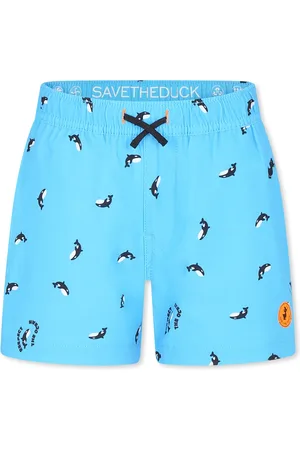 save the duck Light Blue Swim Short For Orca Print