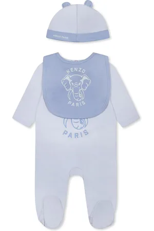 Kenzo Light Blue Babygrow Set For Baby Boy With Elephant