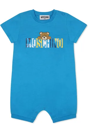 Moschino Light Blue Babygrow For Baby Boy With Teddy Bear