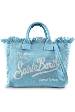 MC2 SAINT BARTH Light Blue Beach Bag For Girl With Logo