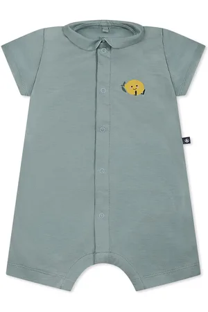 Petit Bateau Green Romper For Baby Boy With Lemon Print