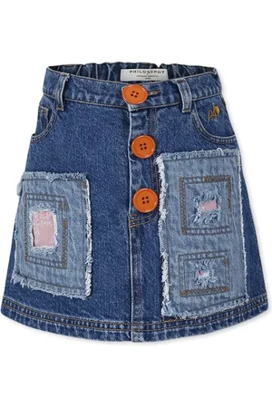 PHILOSOPHY DI LORENZO SERAFINI Blue Skirt For Girl With Logo