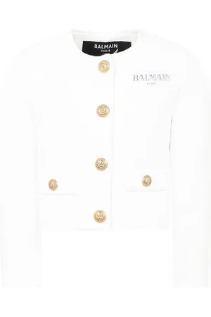 Balmain Crop Jacket For Girl With Logo