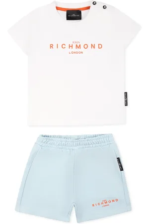 John Richmond Light Blue Suit For Baby Boy With Logo