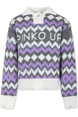 Pinko Grey Sweater For Girl With Logo