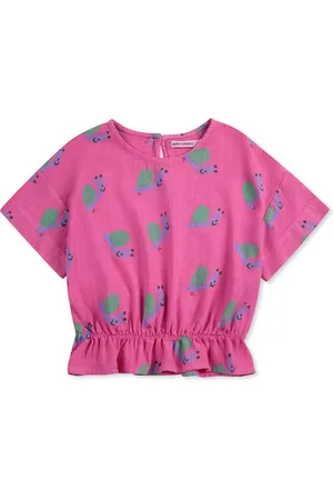 Bobo Choses Crop T-shirt For Girl With Snail Print