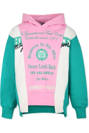Msgm Green Sweatshirt For Girl With Logo