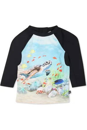 Molo Light Blue Anti-uv T-shirt For Baby Boy With Ocean Print