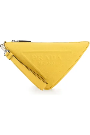 Prada Yellow Leather Triangle Clutch