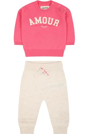 Zadig & Voltaire Neon Coral And Melange Beige Set For Baby