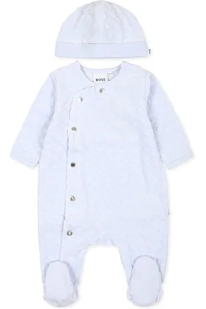 HUGO BOSS Light Blue Babygrow Set For Baby Boy With Monogram