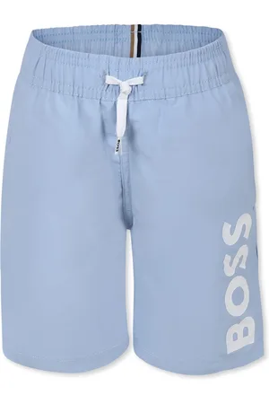 HUGO BOSS Light Blue Swim Shorts For Boy With Logo