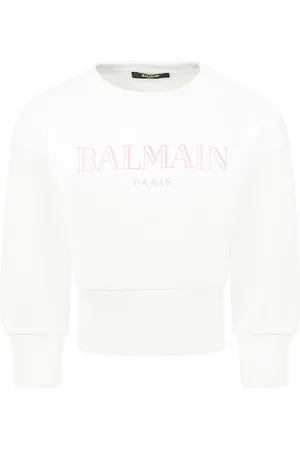 Balmain Crop Sweatshirt For Girl With Logo
