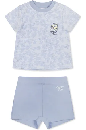 Kenzo Light Blue Suit For Baby Boy With Tiger