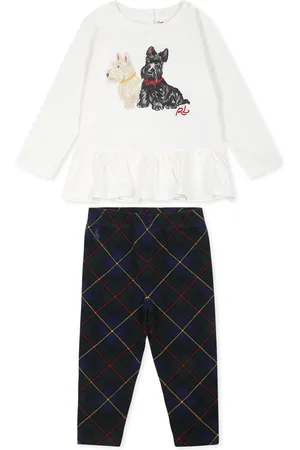 Ralph Lauren Ivory Set For Baby Girl With Dog Print
