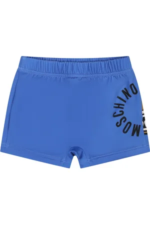 Moschino Light Blue Swim Shorts For Baby Boy With Teddy Bear And Logo