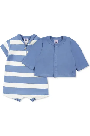 Petit Bateau Light Blue Romper Set For Baby Boy