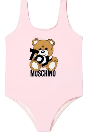 Moschino Swimsuit For Baby Girl With Teddy Bear And Black Logo