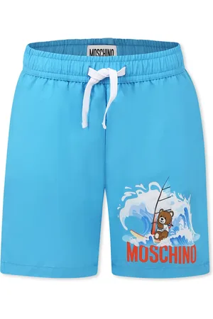 Moschino Light Blue Swim Shorts For Boy With Teddy Bear