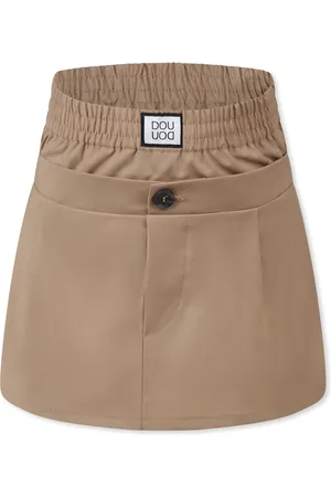 DOUUOD Beige Skirt For Girl With Logo Patch