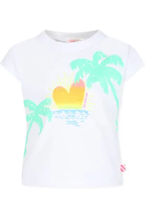 Billieblush T-shir For Girl With Heart And Palm Tree Print