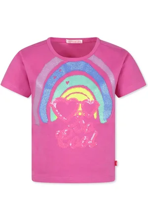 Billieblush Fuxhsia T-shirt For Girl With Rainbow