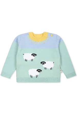 Stella McCartney Green Sweater For Baby Boy With Sheep