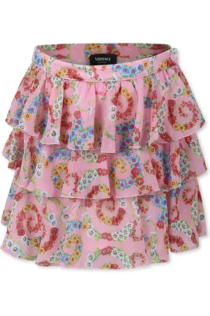 VERSACE Skirt For Girl With Floral Swirl