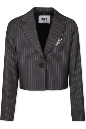 Msgm Gray Jacket For Girl With White Logo