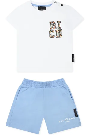 John Richmond Light Blue Suit For Baby Boy With Logo