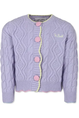 MC2 SAINT BARTH Purple Cardigan For Girl With Logo