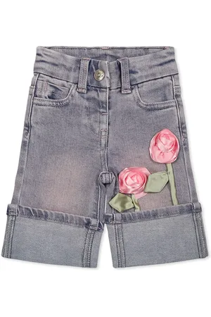 MONNALISA Jeans For Baby Girl With Roses