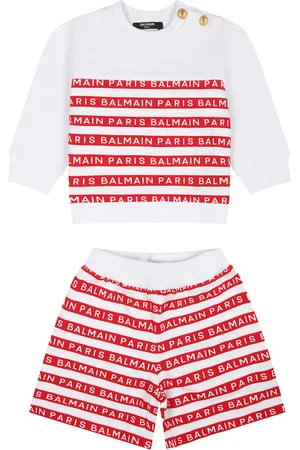 Balmain Set For Baby Boy With Red Stripes And Logo