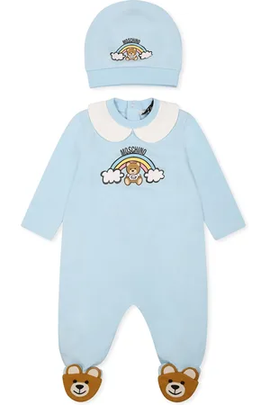 Moschino Light Blue Babygrow Set For Baby Boy With Teddy Bear