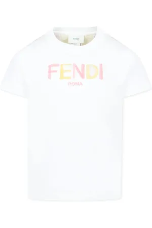 Fendi White T-shirt For Girl With Logo