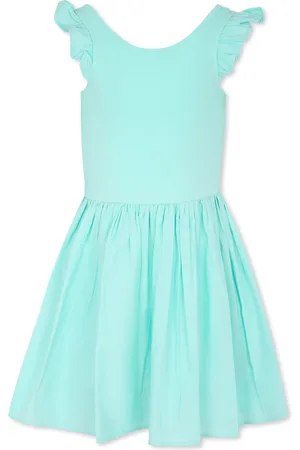 Molo Green Dress For Girl With Logo Patch