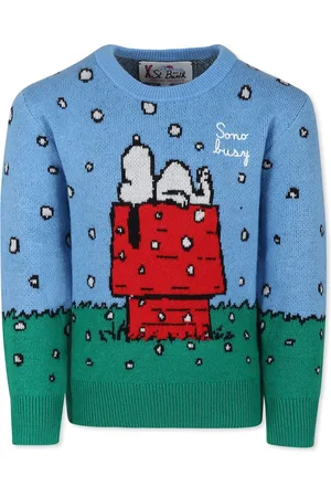 MC2 SAINT BARTH Light Blue Sweater For Girls With Snoopy
