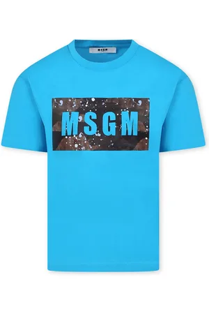 Msgm Light Blue T-shirt For Boy With Logo
