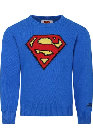MC2 SAINT BARTH Blue Sweater For Boy With Superman