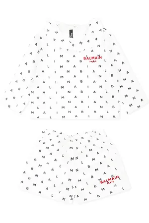 Balmain Suit For Baby Girl With Logo
